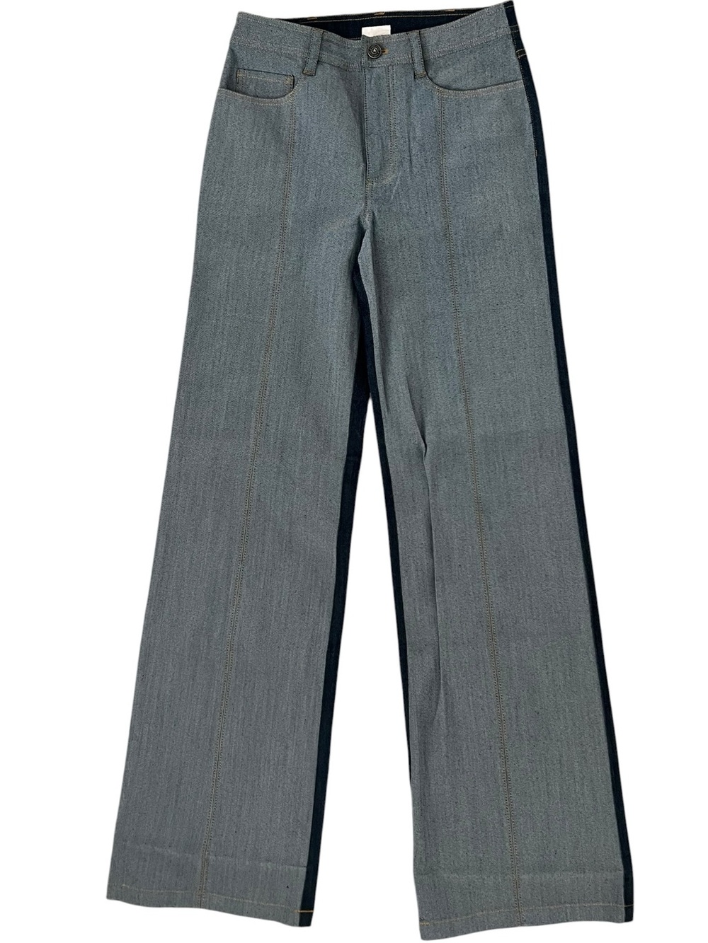 cinq a sept light blue Wide-Leg Jeans with dark denim Side Panels